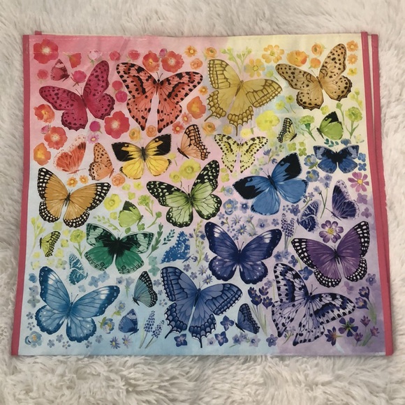 Reusable Shopping Bag Homegoods Rainbow Butterfly Design w/ Pink Handles NWT🛍️ - Picture 4 of 5